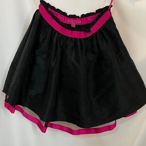 NWOT Betsey Johnson Black Full Skirt, sheer under layer, hot pink trim + pockets
